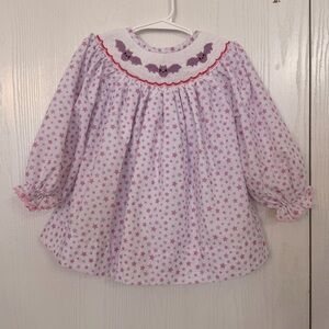 Poppy Kids Co Smocked Embroidery Dress Bats Stars Patterned Halloween 18 months